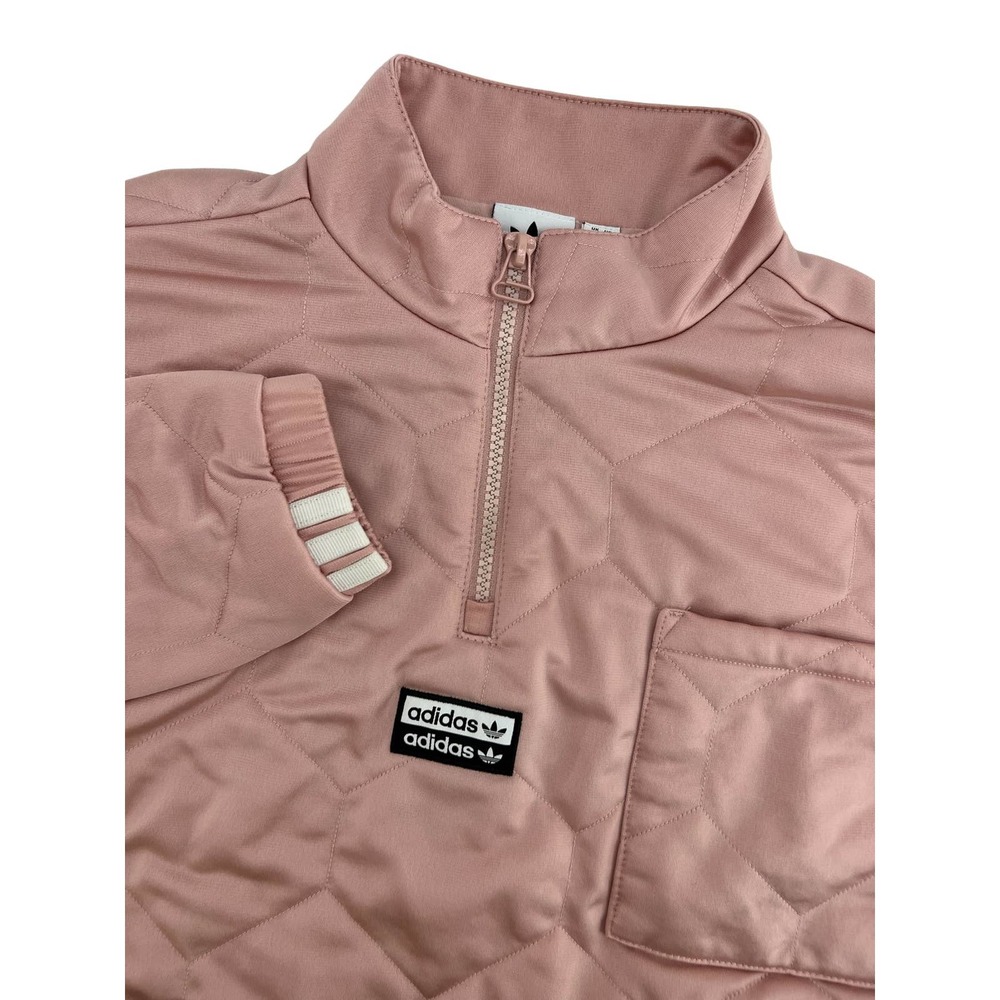 Adidas Originals Cropped Half Zip Pullover Sweatshirt Rose‎ Pink Women's XS